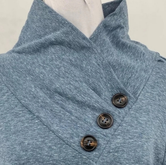 💢SOLD OUT💢 SOFT SURROUNDINGS Blue Cowl Neck Sweater with Button Detail Size XL - Picture 2 of 5